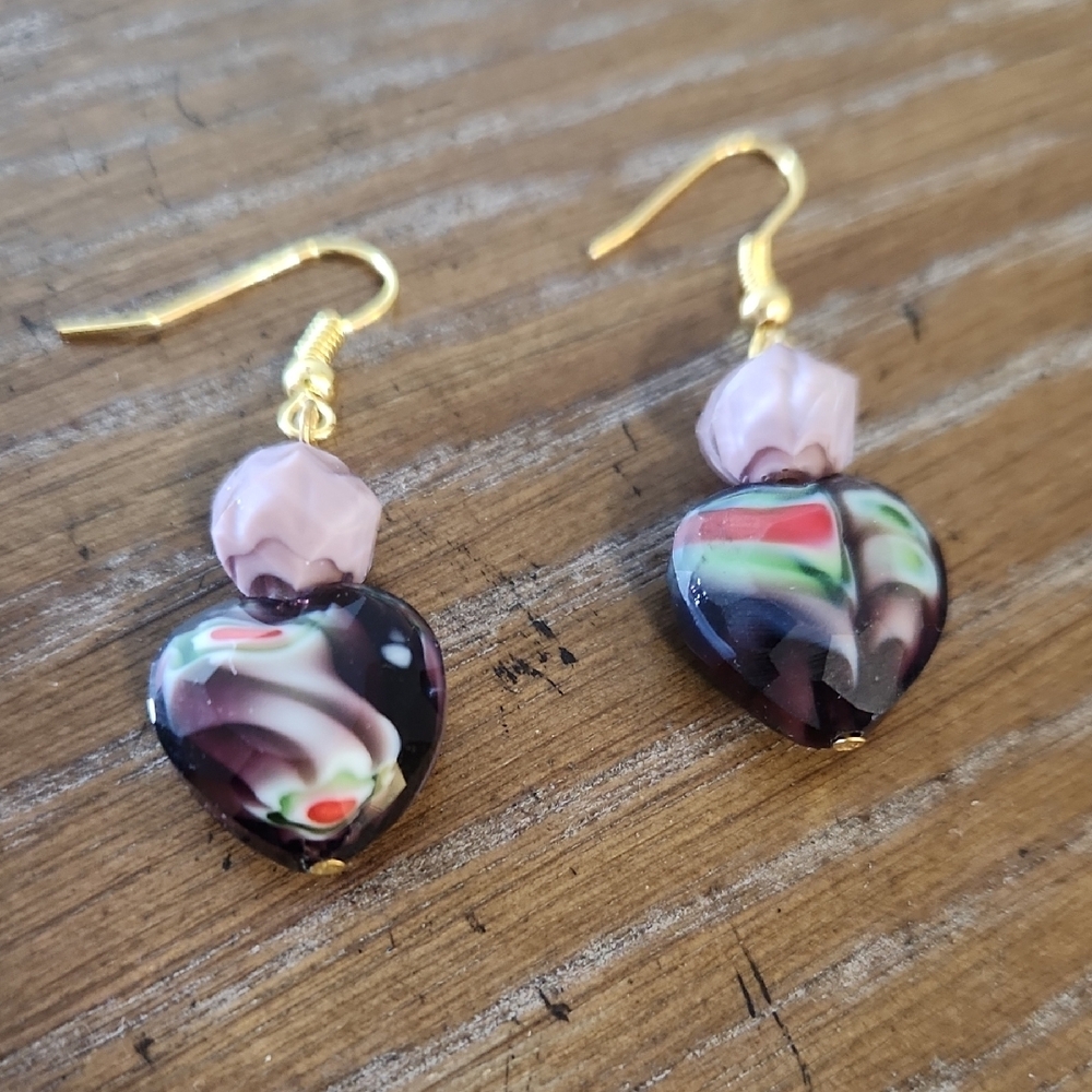 Purple Heart Earrings